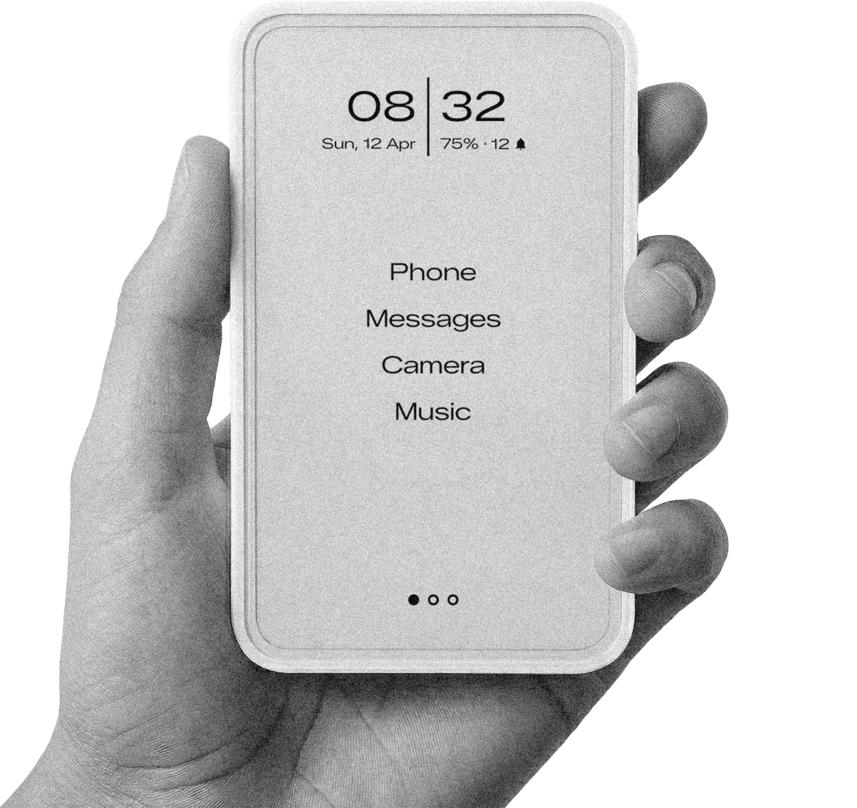 Hand holding phone with inkOS